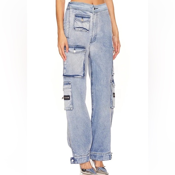 NEW! REVOLVE x EB Denim Cargo Pants in Rain Wash 👖 Medium NWT! - Picture 4 of 15